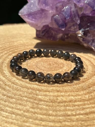 Natural Agni Manitite 8mm Round Shape Smooth Cut Beads Stretchable Bracelet For Men & Women. Unisex Bracelet For Healing, Meditation, Prosperity, Gift & Luck|HS_Stbr_097563