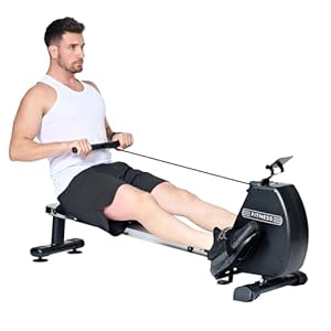 SogesHome Roeiapparaat, roeimachine met magnetische weerstand, indoor fitnessapparaat, hometrainer, instelbare weerstand, opvouwbaar, mobiel met wielen, 150 kg belastbaar