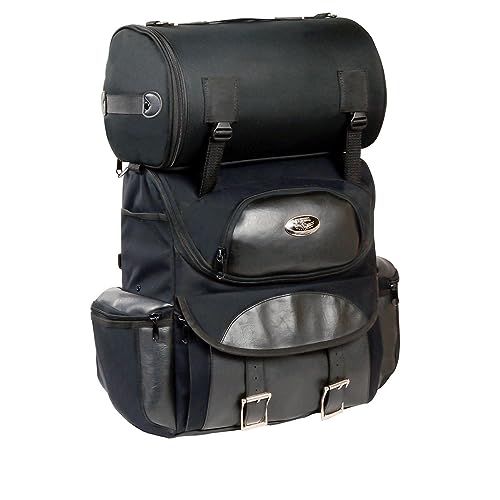 Milwaukee Leather SH602BAG Medium Black Textile and PVC 2-Piece Touring Sissy Bar Motorcycle Bag - Medium