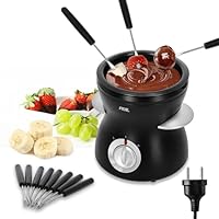 ADE elektrisches Schokofondue 500 ml mit 8 Spießen | Temperiergerät zum Schokolade & Kuvertüre Schmelzen | 2 Temperaturstufen | ideal für Schokobrunnen