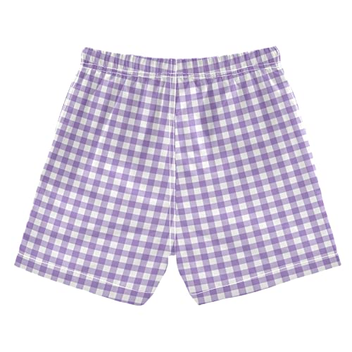 Aflyko Boys' Board Shorts Purple Plaid Bathing Suit Toddler Swim Trunk Girls Beach Swimwear #TOP2
