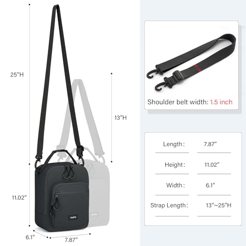 HanTrip Insulated Lunch Bag with Adjustable Shoulder Strap, Lunch Box for Women Men, Reusable Portable Lunchbox for Office Work Picnic (Dark Gray) — view 6