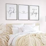 Heiple Give It to God and Go to Sleep Sign Set of 3 Above Bed Wall Decor Farmhouse Bedroom Decor Wood FramedArt Rustic Master Bedroom Essentials Home Decoration (Gray, 11”x14”)