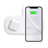 【Cargador dual Qi rápido】 Este cargador inalámbrico rápido cuenta con dos tapetes de carga compatibles con Qi, que tienen la capacidad de extraer múltiples dispositivos con capacidad de carga inalámbrica simultáneamente con una salida de hasta 18W. Admite una velocidad de carga rápida tanto para iPhone, nuevos modelos de Samsung y AirPods actualizados.