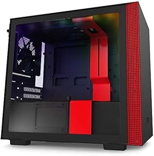 NZXT H210i - CA-H210i-BR - Mini-ITX PC Gaming Case - Front I/O USB Type-C Port - Tempered Glass Side Panel Cable Management - Water-Cooling Ready - Integrated RGB Lighting - Black/Red