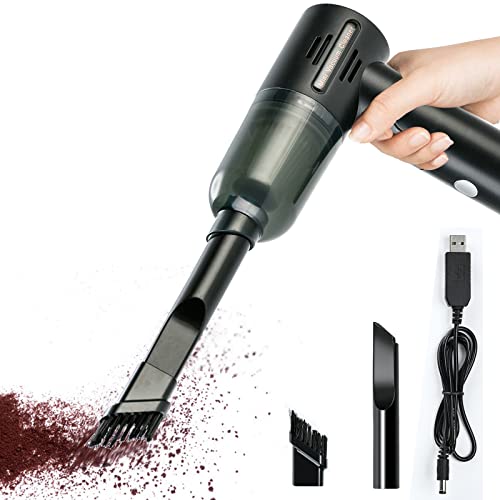 Aspirateur à Main sans Fil Rechargeable, Aspirateur Voiture Puissant Silencieux 3000mAh, Portable USB Charge avec Sèche Filtre Lavable, Lumière LED, pour la Maison, la Voiture, Le Bureau (Le noir) Cover
