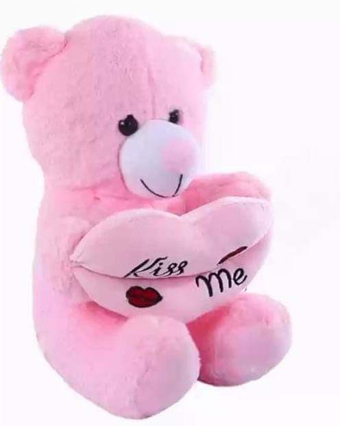 Image of Soft Toys for Kids, Stuffed Animal Plush Soft Toys for Boys and Girls | Plushie Toy (Teddy Bear with Kiss Me Heart Cushion)