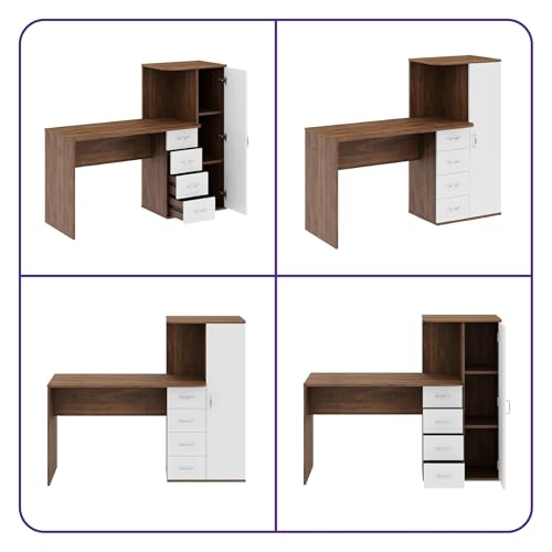 Image of Wakefit Lunark Engineered Wood Study Table - Columbian Walnut & Frosty White