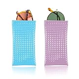 Angzhili 2 Fashion Glasses Case Soft,PU Leather Sunglasses Reading Glasses Pouch with Snap Closure Spectacles Bag for Women Men (blue+purple)