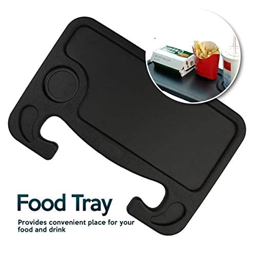 ZONETECH Multi-Functional Portable Car Laptop and Food Steering Wheel Tray 2-Pack - Black Table/Car Vehicle Seat Portable Mount Tray Laptop Notebook Table Eating Desk - Thumbnail 7