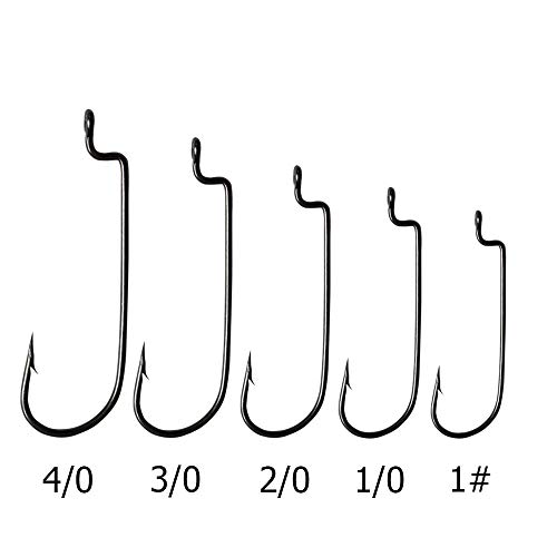 30Pcs/Pack Offset Fishing Hooks Worm Hooks Black/Red High Carbon Steel Senko Bait Fishing Hooks 4/0 3/0 2/0 1/0 1# #TOP2