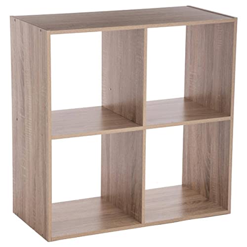 5 five simply smart 5five - Étagère 4 Cases Mix'n Modul - Effet Chêne Naturel - Forme Cube - Rangement Utile et Pratique - Salon, Bureau, Chambre
