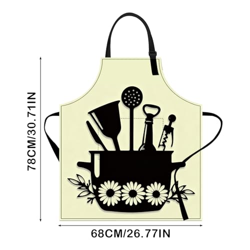 Image of Nuxovilar Cute Cooking Kitchen Apron, 26.77 * 30.7 Inches, Essential for Kitchen Cooking, Baking, Festive Gatherings