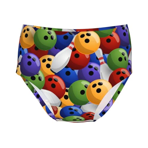 Colorful Bowling Pins And Bowling Balls Girls' Underwear Soft Cotton Little Girls Panties Comfort Briefs