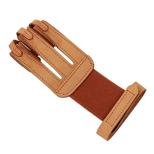 YARNOW Three-Finger Gloves for Archery Non-Gloves Protection Sleeve Leather Finger Guard for Right Left Hand