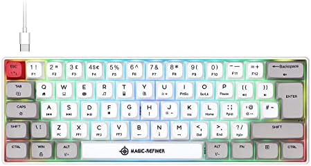 UK Layout 60% Percent Gaming Keyboard Mini Mechanical Compact Wired Type C Dye-Sublimation PBT Keycaps USB Apex Pro Kontrol Freek NKRO Blue Switch Water-resistant 14 Chroma RGB Illuminated LED Backlit