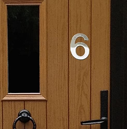 Brushed Stainless Steel House Numbers Stick on 3M Adhesive 10cm Tall - 1 to 9999#(None)~(None)~6