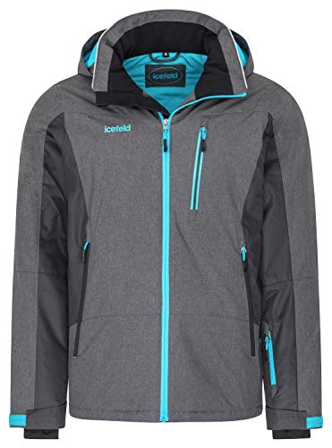 icefeld Herren Winterjacke/Skijacke/Snowboardjacke schwarz/hellblau in Größe M