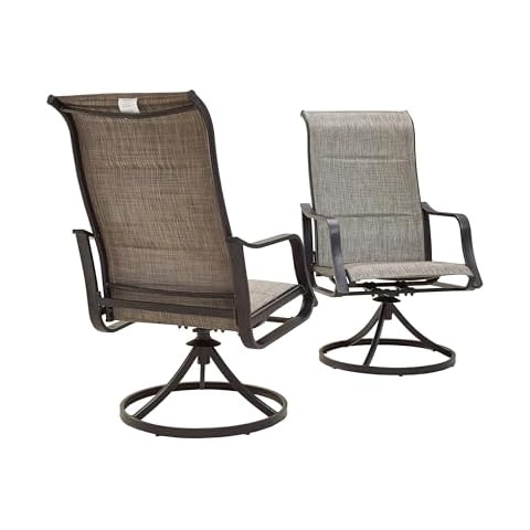 LOKATSE HOME Outdoor Patio Dining Chair Swivel Sling Rocker Set with Steel Metal Frame (Set of 2), Grey Cover