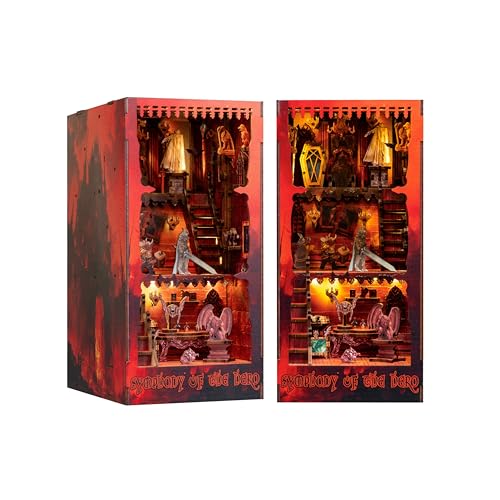 Wondyland DIY Miniature Dollhouse Booknook Kit, 3D Wooden Puzzle Bookend, Tiny House Library Bookshelf Insert Decor with LED Light, Gift for Adults, Teens, Beginners, and Family(Symphony of The Hero)