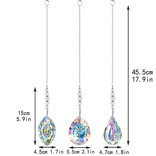 Crystal Suncatchers Hanging Crystals Rainbow 76Mm Prisms Pendant With Chakra Beads For Window Decor (Pack Of 3) #TOP4