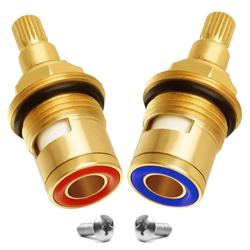 Bestgle Tap Valves Replacement Brass Ceramic Disc Taps Valve Insert Gland Cartridge Quarter Turn 1/2" Mixer Hot and Cold Tapping Inner Faucet Valve for Kitchen Bathroom Shower