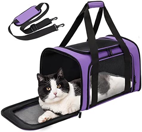 Zbrivier Cat Carrier Pet Carrier Airline Approved, Soft Dog Carrier TSA Approved with Fleece Pad, Collapsible Pet Carrier for Cats Dogs up to 15lbs