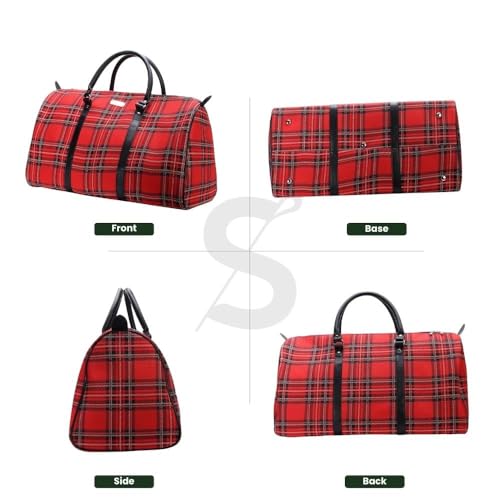 Image of Red Royal Stewart Tartan Big Holdall by Signare /Ladies Trip Sports Travel Bag Hand Luggage Suitcase /BHOLD-RSTT