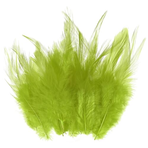 M METERXITY 300-Pack Saddle Hackle Rooster Feather, 3-6 Inch / 8-15cm Bulk Natural Fluffy Feathers for Crafting/Wedding/Dream Catcher/DIY Crafts Decorations [Green]