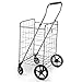 Wellmax Folding Grocery Cart with Wheels – Heavy Duty Utility Cart with Upgraded Steel Frame, Extra Large Basket, Adjustable Padded Handle, Swivel Front Wheels, Foldable Design, 90 lb Capacity