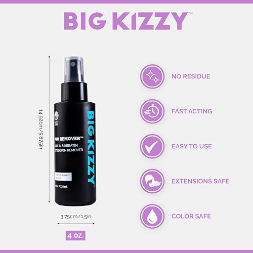 Big Kizzy Pro Remover - Keratin & Tape-in Hair Extension Remover - Professional Quality, 4oz