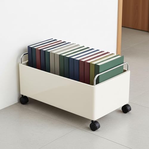 LeeQinersw 移動式収納ラック、キャスター付きローリングカート、デスク下収納、バスケット、本棚、省スペース、子供部屋、オフィス、家庭に最適, White L [2]