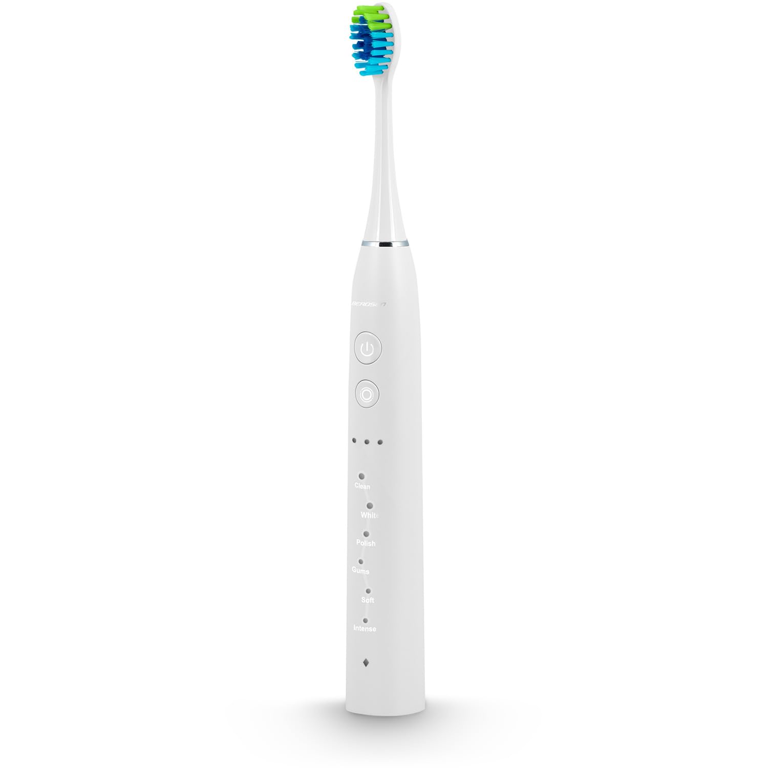 Berdsen Cepillo de dientes eléctrico - Paquete doble - Cepillos de dientes sónicos - 6 modos de cepillado - 3 niveles de intensidad - 6 cabezales - negro - blanco