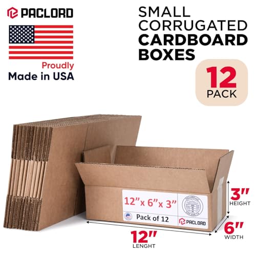 Image of Small Cardboard Boxes 12 inchL x 6 inchW x 3 inchH (Pack of 12) - USA-Made Packing Boxes for Moving, Shipping, or Storage - USPS, UPS, FedEx Approved - Professional Packing Supplies for Moving | USA-Made Packing Boxes for Moving, Shipping, or Storage - USPS, UPS, FedEx Approved - Professional Packing Supplies