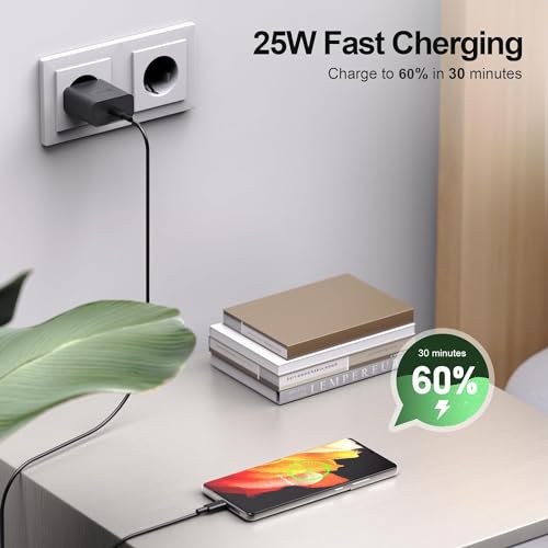 25W USB C Ladegerät Schnellladegerät für Samsung Galaxy S25 S24 S23 S22 S21 S20 FE, A56 A55 A54 A53 A52 A51 A36 A35 A34 A16 A15 A14 A05s A04s, Z Fold 7/6, Z Flip 7/6 M53 M33 Tablet Netzteil USB C Weiß