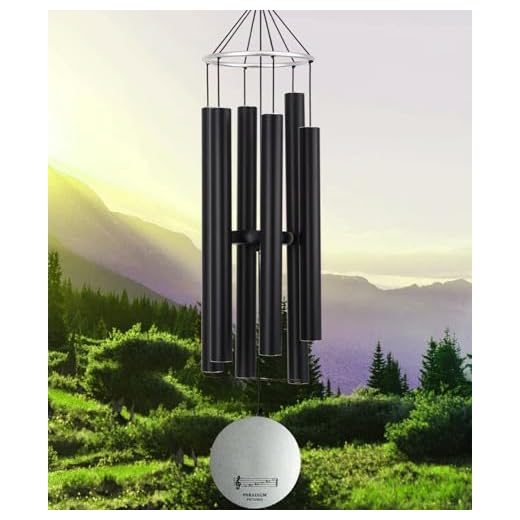 Paradigm Pictures 30.5 inch Big Wind Chimes for Home Balcony Positive Energy- Positive Energy Items (Black 6 Pipe Wind Chime)