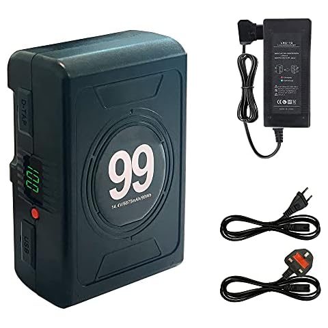 SLODA 99Wh(6875mAh) V-Mount/V-Lock Battery Kit with USB & D-tap Output for Sony Video Camera Camcorder Broadcast LED Light DSLR Replacement Brick for DSLR with Adapter Cover