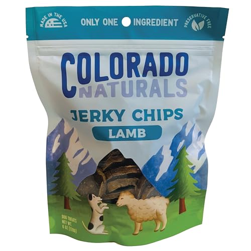 Colorado Naturals Lamb Jerky Chips Dog Treats 6 oz All-Natural Made in USA No Fillers or Preservatives Rich in Vitamins and Minerals