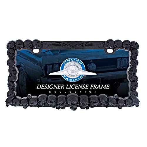 3D Black Skulls License Plate Frame - Hot Rat Street Rod Muscle Car