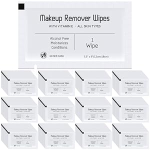 150 Pcs Makeup Remover Wipes Bulk Waterproof Makeup Wipes Individually Wrapped Face Wipes for Women Gentle Facial Cleansing Towelettes for Travel Hotel Skin Mascara Lipstick Oil Dirt (White)