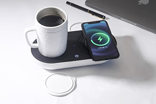 Coffee Mug Warmer, Minxue Drink Cooler With Wireless Charger For Home Office Desk Use,Warming, Cooling And Charging All In 1 #TOP5
