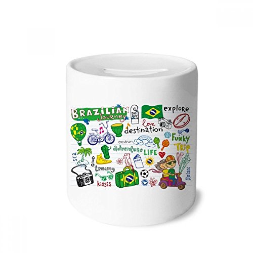 Tirelire Brésil cadeau voyage en céramique multicolore adultes enfants