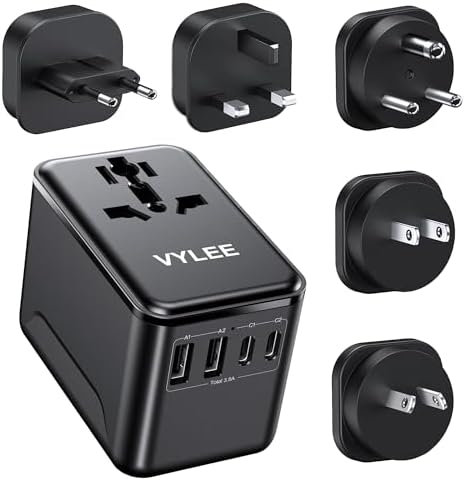 VYLEE Travel Adapter Worldwide, Universal Travel Plug Adapter wit...