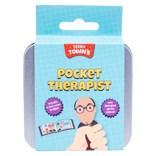 Teeny Town Pocket Therapist Stress Squeezer Fidget Toy. Your Personal Stress Reliever On The Go! Squeeze Away The Stress Anytime, Anywhere! Includes Mini Comic Book. Ideal Gift for Stress Relief.