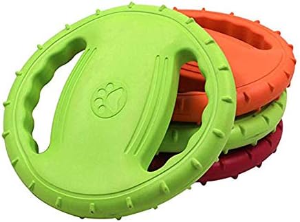 OMEM Floating Dog Flying Disc for Outdoor Training and Playing, Rubber Frisbee for Large Dog (Red)