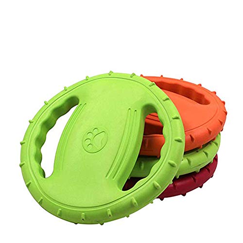Omem Indestructible Squeaky And Floating Dog Flying Disc For Outdoor Training And Playing, Rubber Frisbee For Large Dog (Red) #TOP1