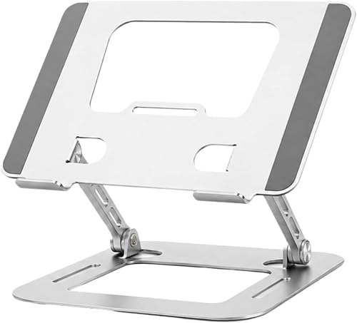 Laptop Stand V5.1, Aluminium Alloy, Adjustable Height up to 15.9", Foldable, Vibration Free, Enhanced Heat Dissipation, Silver