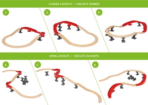 BRIO World 33995 Schienenpaket Berg und Tal - 16-teiliges Schienenpaket mit vielen tollen Layout-Möglichkeiten - Kompatibel mit allen Produkten der BRIO World und empfohlen für Kinder ab 3 Jahren