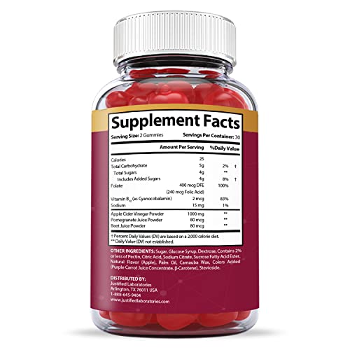 Justified Laboratories Great Results Keto Acv Gummies 1000Mg With Pomegranate Juice Beet Root B12 60 Gummys #TOP3