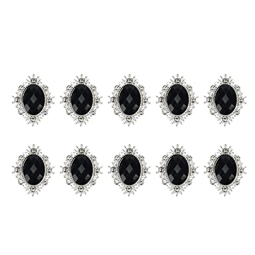 Pastlla 10Pcs Rhinestone Button Embellishments Luxurious Rhinestone With Diamond Crystal Decoration Handcraft Button For Handmade Diy Craft Clothing Shoes Hat Jewelry Wedding Party (Black) #TOP15